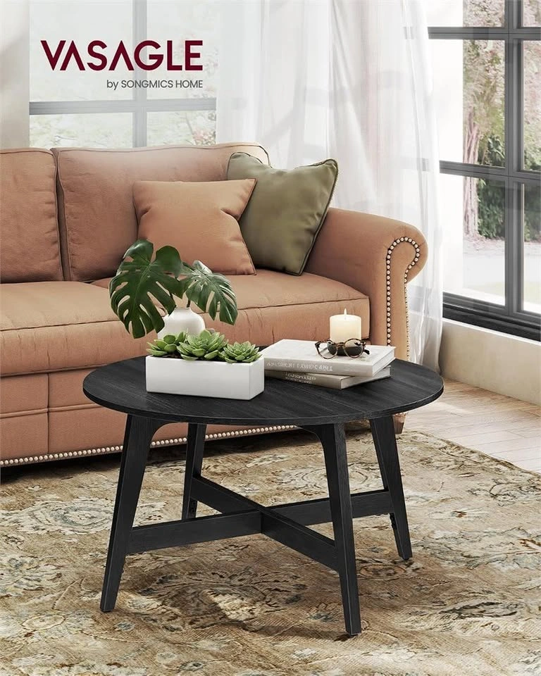 Round Coffee Table, 80 cm Center Table, Tapered Legs - photo 3