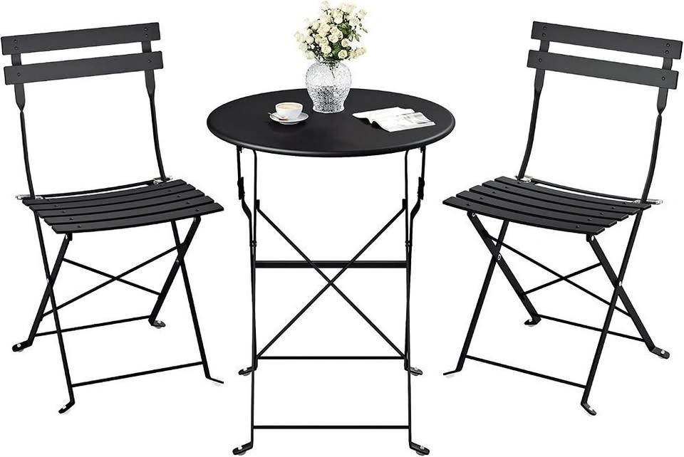 3-Piece Outdoor Bistro Set, Folding Patio Furniture Set