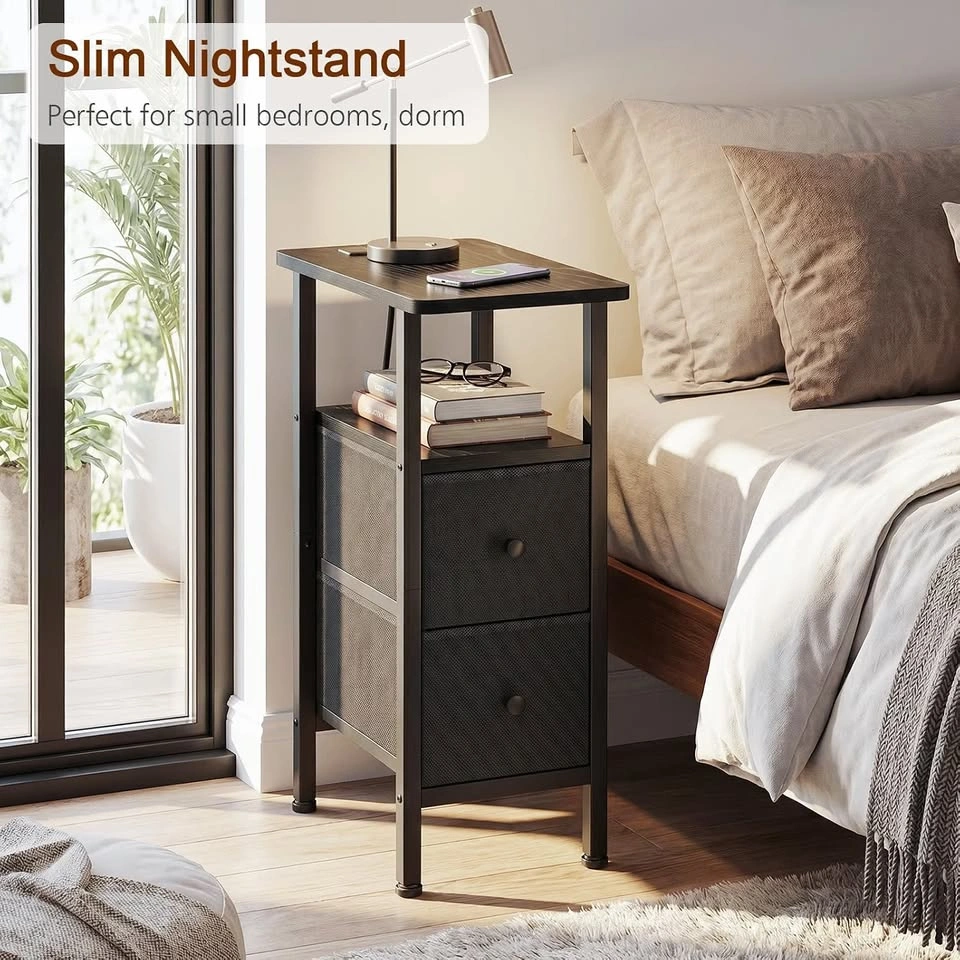 Side Table with Charging Station, Nightstand with USB Port - photo 4