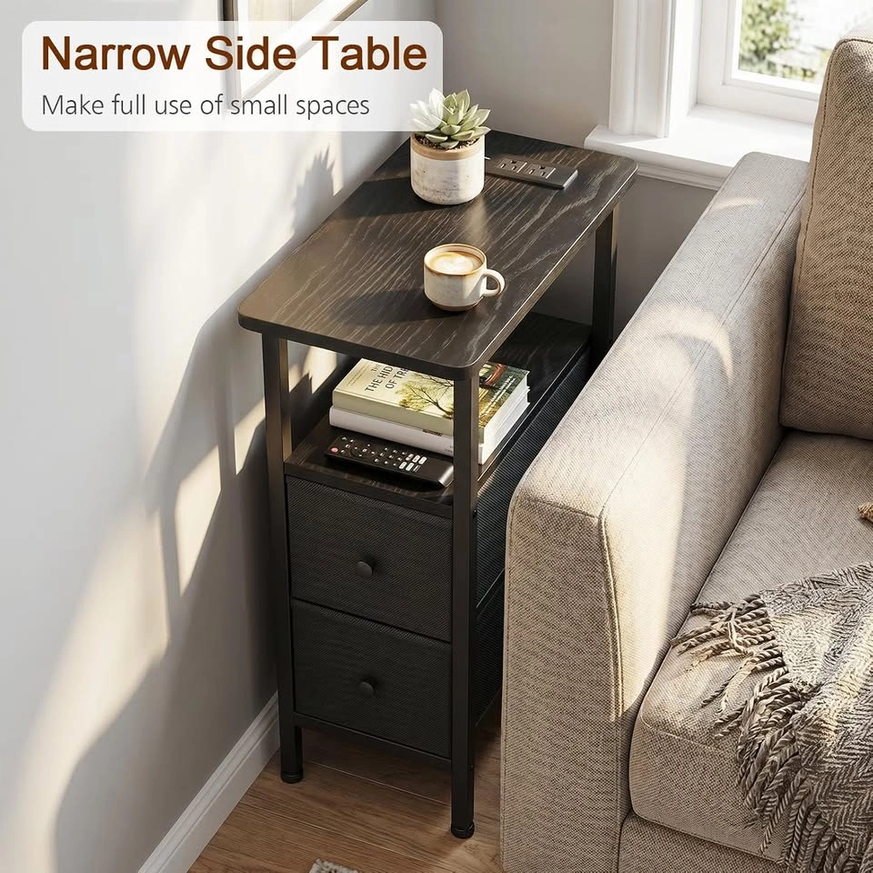 Side Table with Charging Station, Nightstand with USB Port - photo 5