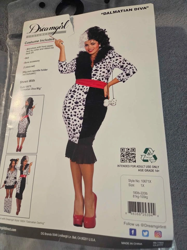Brand New Cruella De Vil Costume Set — Complete Look (M–XL) - photo 4