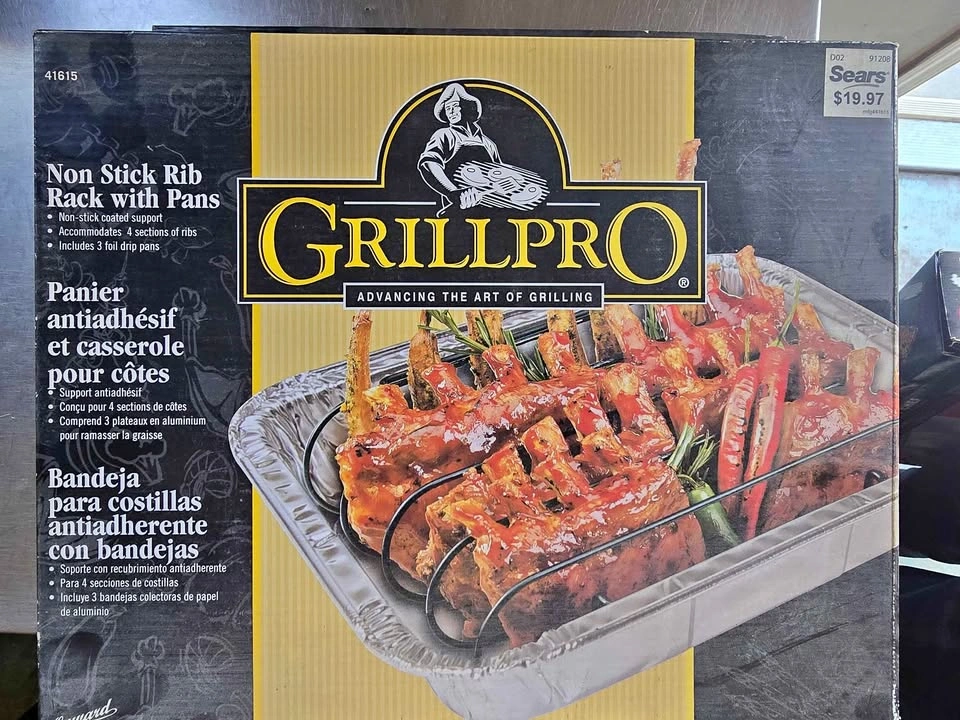 GrillPro Non Stick Rib Rack with Pans