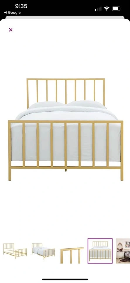 Queen Gold Metal Bed - photo 2