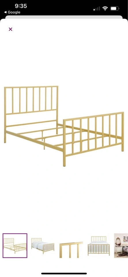 Queen Gold Metal Bed - photo 3