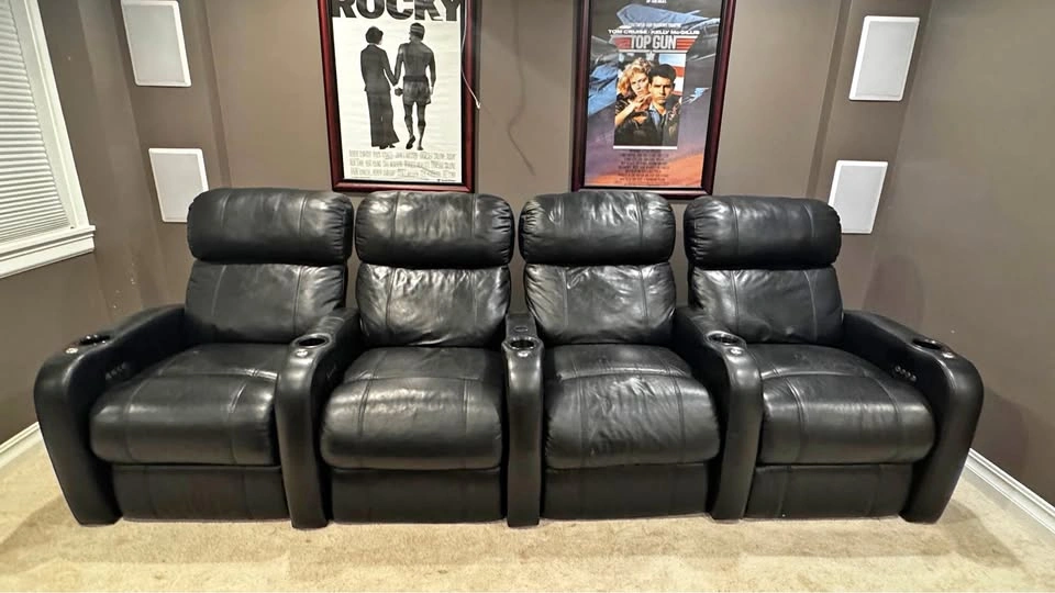 Octane 4-Seat Leather Power Reclining Home Theatre Chairs