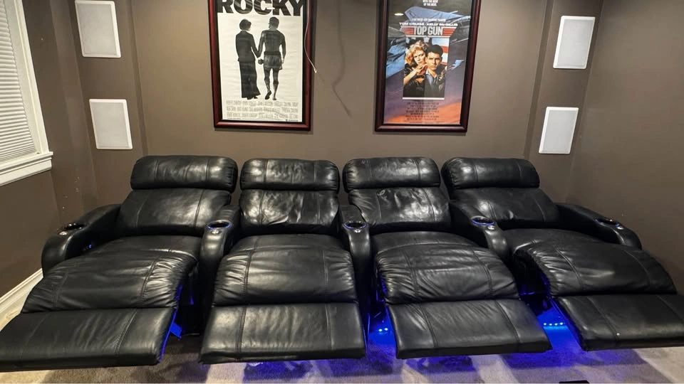 Octane 4-Seat Leather Power Reclining Home Theatre Chairs - photo 2