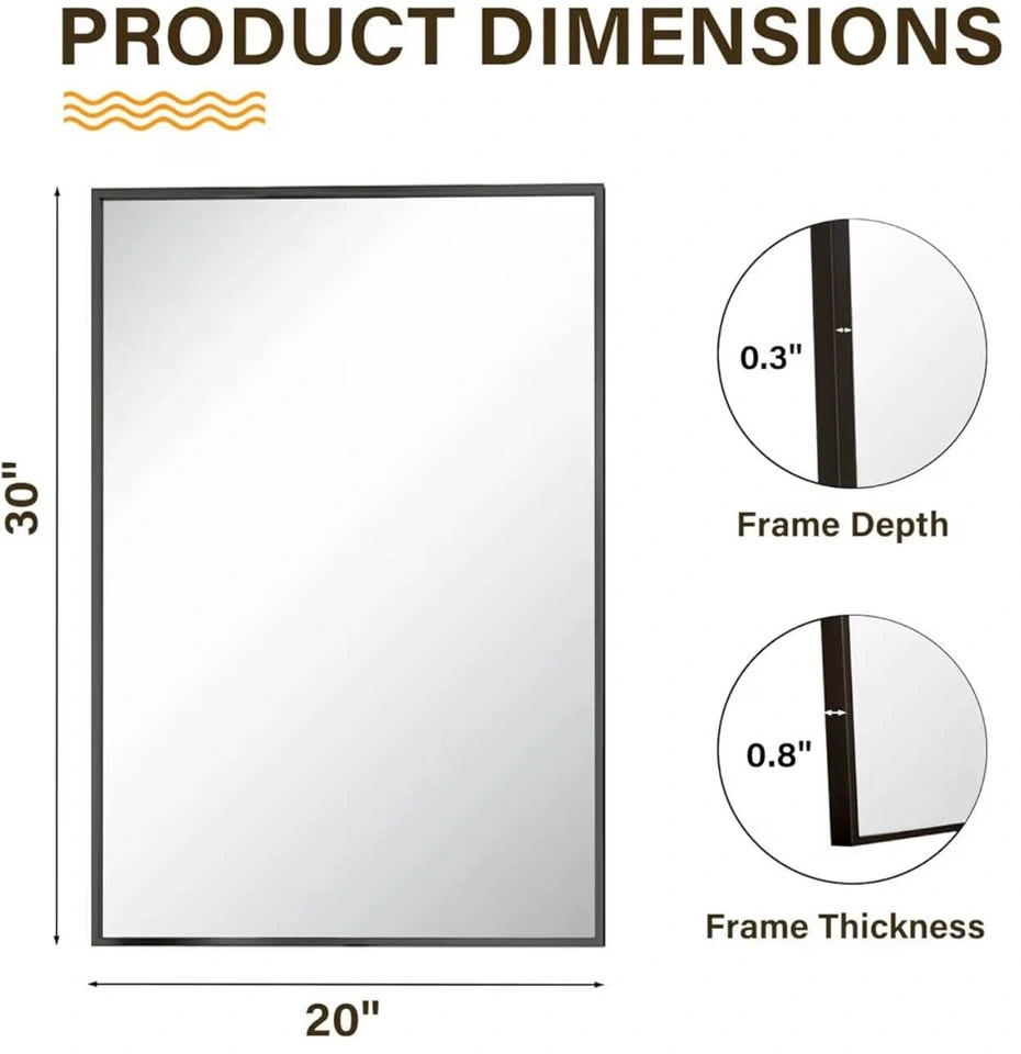 New in Box 30”x20” Bathroom Mirror Black - photo 2