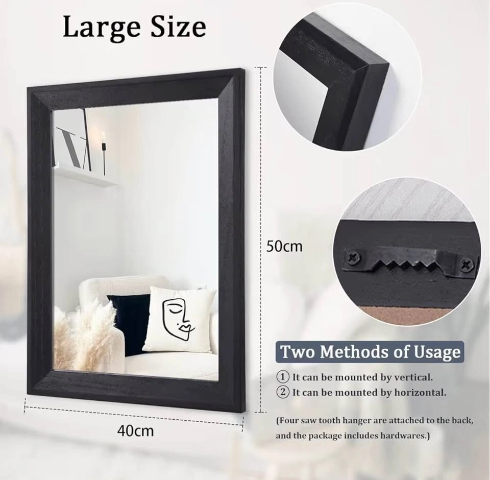 New in Box Black Wood Frame Mirror 50x40cm - photo 3
