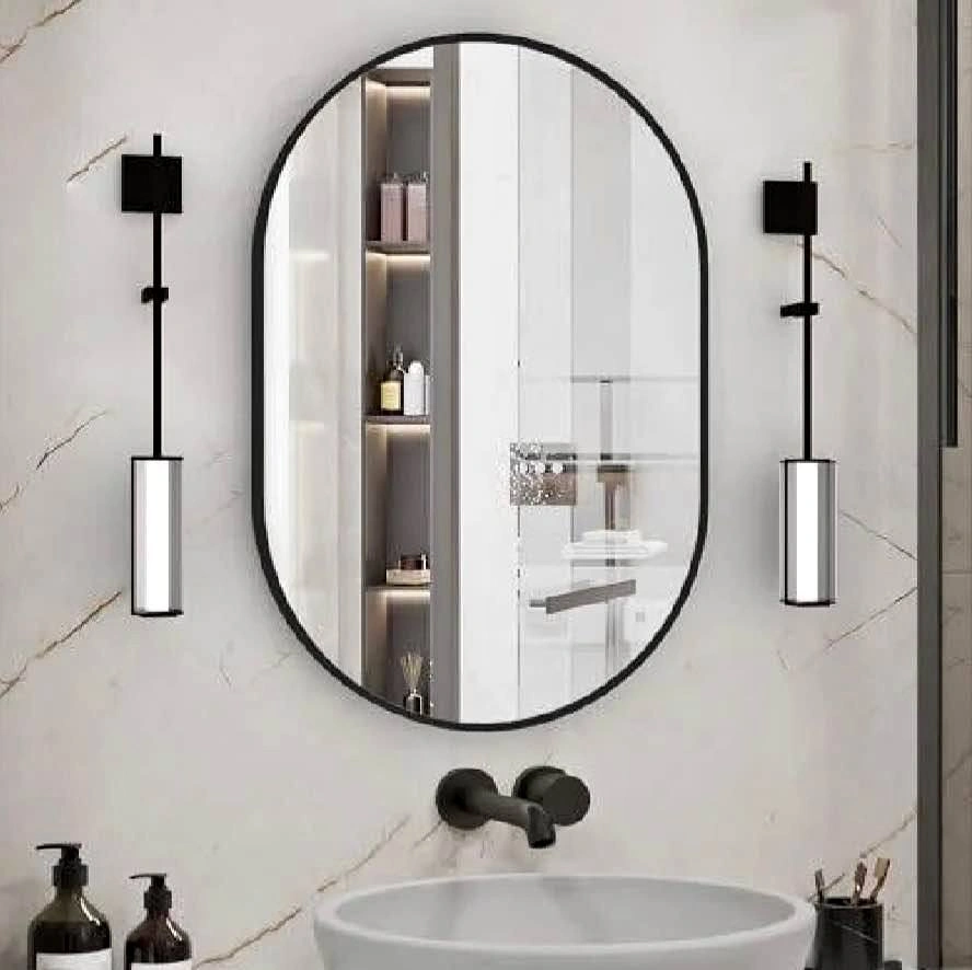 New in Box Oval Bathroom Mirror, Black, 20"x30"