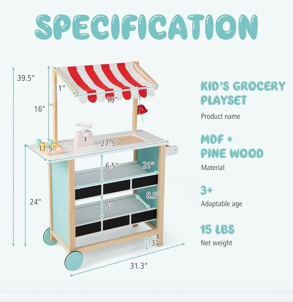 New in Box Costzon Wooden Grocery Playset - photo 3