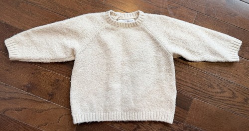 Zara Soft Cream Knit Crew Neck Sweater Baby 6-9 months
