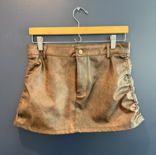 Fashion Nova Juniors Faux Leather Mini Skirt Brown Size M NWT