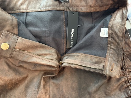 Fashion Nova Juniors Faux Leather Mini Skirt Brown Size M NWT - photo 5