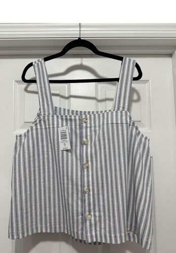 NWT Torrid Linen Striped Preppy Button Down Tank Plus Size 2X