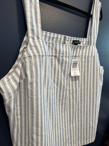 NWT Torrid Linen Striped Preppy Button Down Tank Plus Size 2X - photo 5