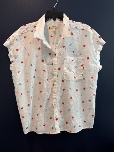 Style & Co Blouse Womens Plus Size 2X White w/ Star Print - photo 3