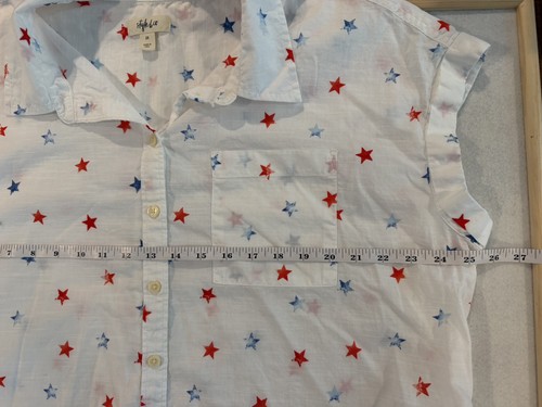 Style & Co Blouse Womens Plus Size 2X White w/ Star Print - photo 4