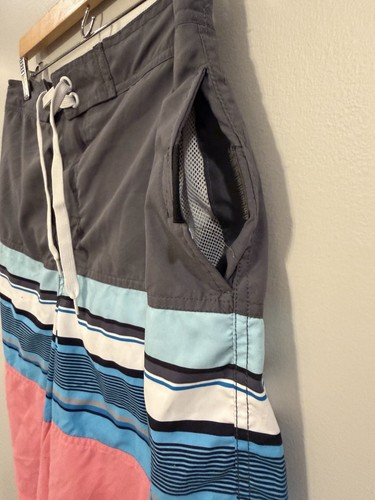 NWT TSLA Men’s Colorblock Swim Board Shorts Gray Blue Pink Size - photo 2