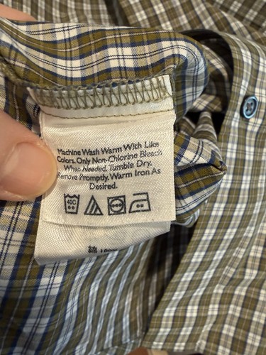 Eddie Bauer Shirt Mens 3XL Green Brown Blue Plaid Button Down - photo 5
