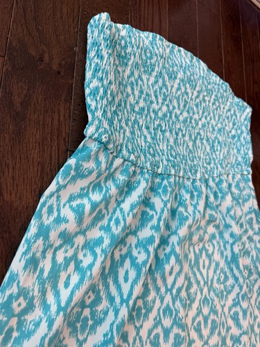 Sylviya Summer Casual Paisley Printed Tube Dress Mint Blue Sz L - photo 3