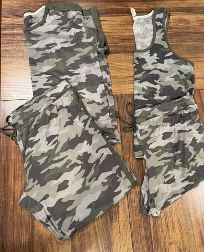 Lucky Brand 4 Piece Pajama Set Women's Large Green Camo
