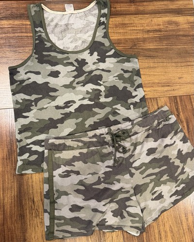 Lucky Brand 4 Piece Pajama Set Women's Large Green Camo - photo 5