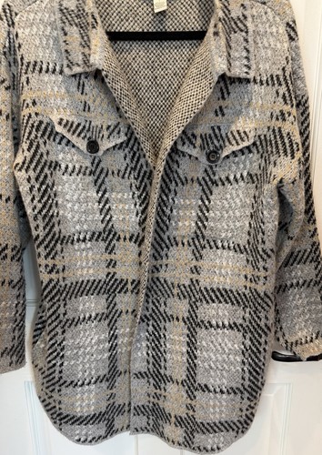 By Design Women's Plaid Soft Sweater Jacket - Size large