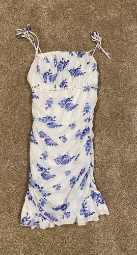 NWT Juniors Floral Sleeveless Dress, Glamaker, Blue Floral Mini