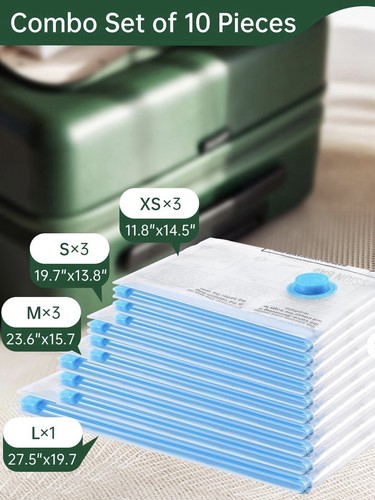 10 Combo Pack Travel Vacuum Bags - Multi-Size Compression Bags - photo 4