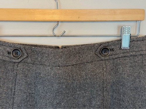 Ann Taylor Loft Grey Tweed Mini Skirt Button Detail Wool Blend - photo 3