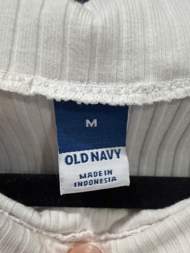 Old Navy Ribbed Knit Shirt Women’s MEDIUM White 1/2 Sleeve - photo 2