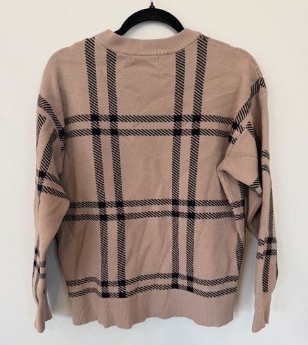 Tahari sweater Women Large Brown Black Plaid Knit Soft - photo 4