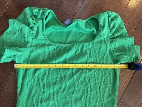 Shein Puff Sleeve Women’s Top Green Short Sleeve - photo 5