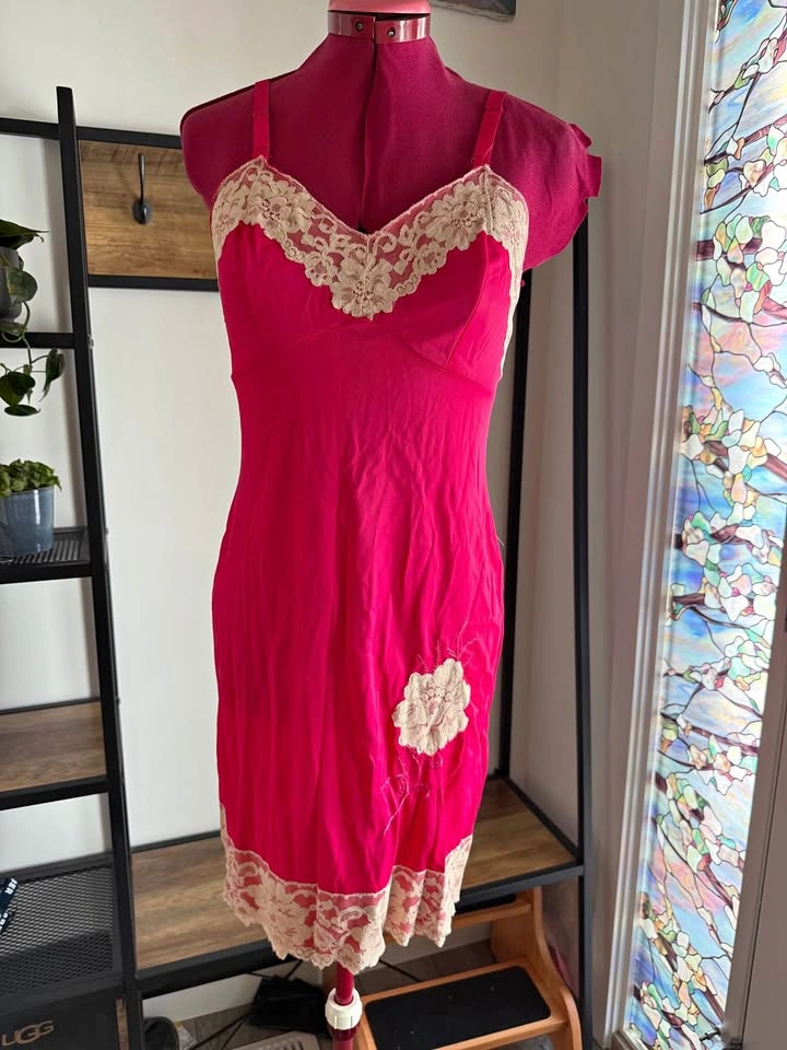 D'Orsay Hot Pink Silk Lace Slip