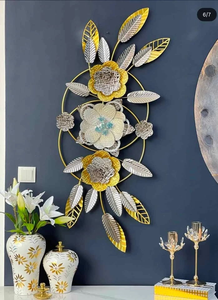 Large Metal Flower Wall Art 3D Floral 52" x 24" - photo 3