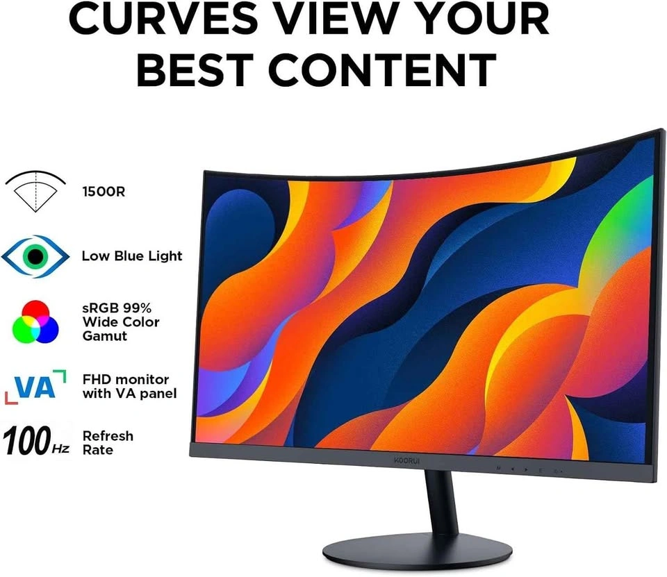 KOORUI 24 Inch FHD 1500R Curved Computer Monitor 100Hz - photo 3