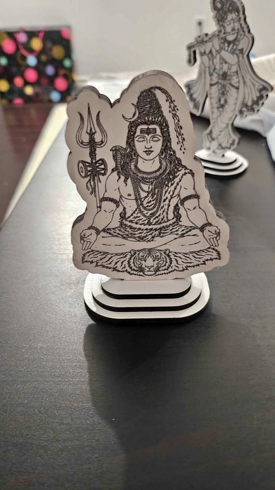 Laser Engraved Double-Sided Hindu Wooden Décor