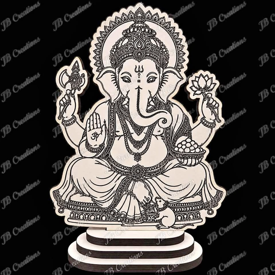 Elegant Lord Ganesha Wooden Décor – Handmade by JB Creations
