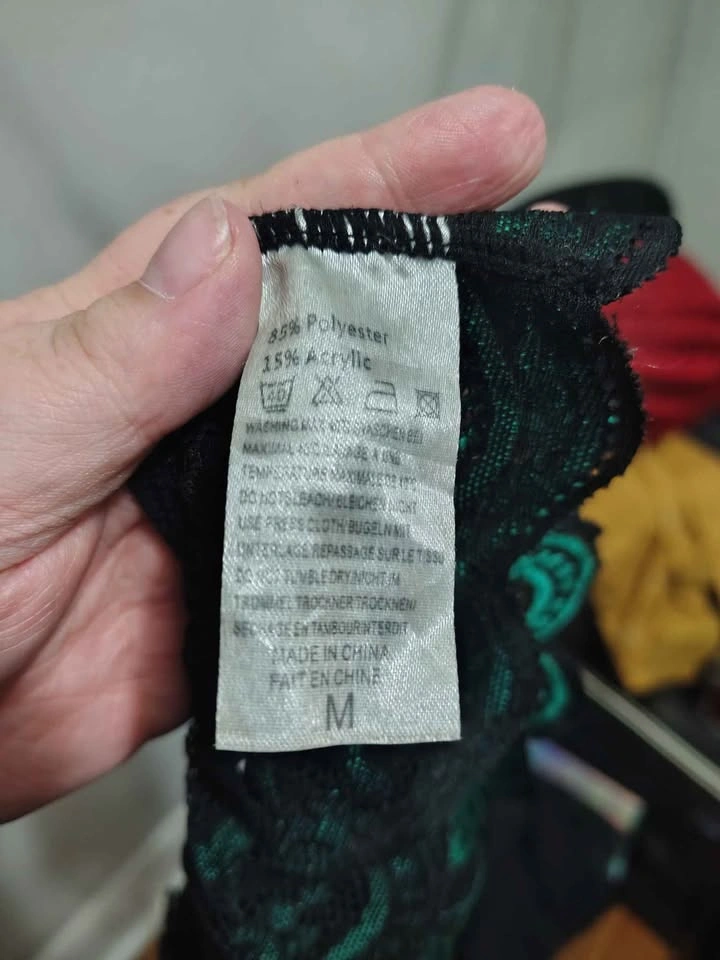Medium - green and black lace strappy bralette - photo 5