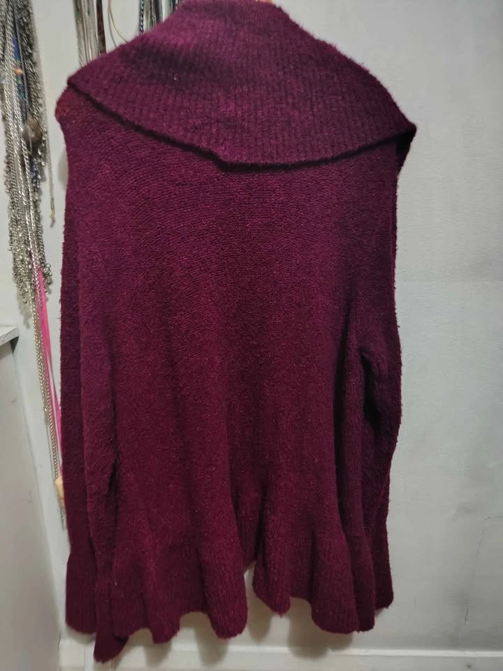 2xl - Women's Wine Shawl Sweater - photo 4