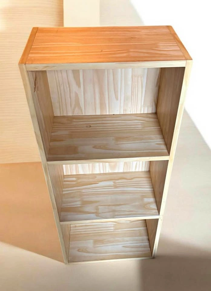 3-Tier Pine Wood Bookshelf