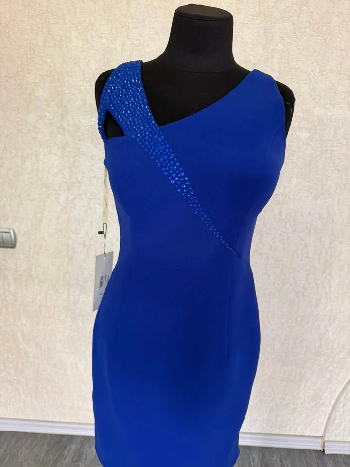 Brand New Royal Blue Dress with Sequin Detail – Size 38 - photo 2