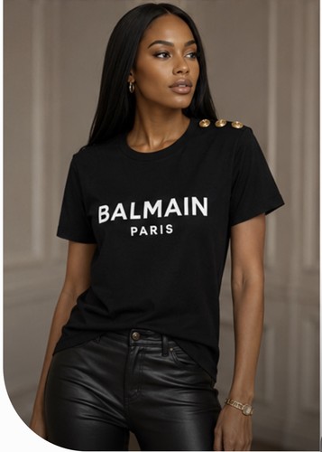 Balmain Paris Women's Beige Logo Crew Neck T-Shirt S-2XL - photo 3