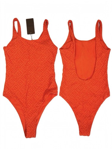Orange Embossed Geometric High Leg One Piece Swimsuit L - photo 3