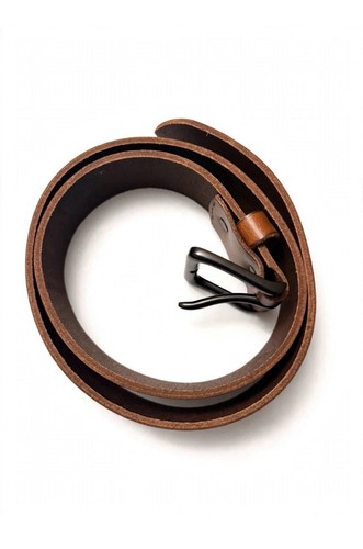 Men's Brown Solid Adjustable Belt Size 30 with Black Buckle - photo 2