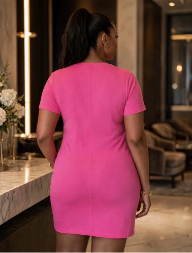Pink Solid Swim Cover Up Dress Women Size L New No Tags - photo 2