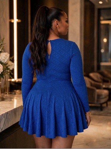 Blue long sleeve dress - photo 2