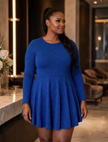 Blue long sleeve dress - photo 3