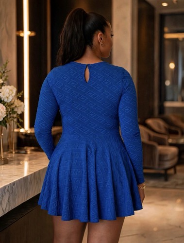 Blue long sleeve dress - photo 4