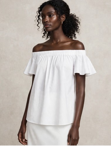 Women's White Off-The-Shoulder Ruffle Flutter Sleeve Top XL - photo 2